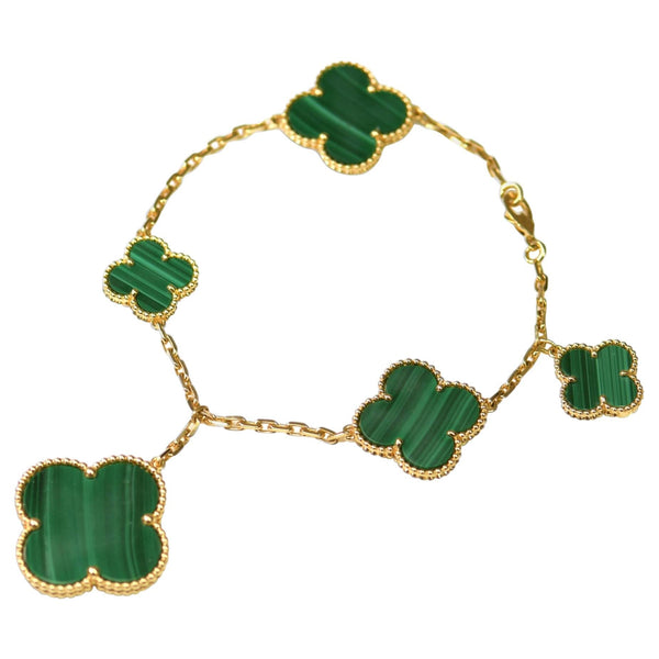 <CHIBA>MAGIC CLOVER MALACHITE BRACELET 5 MOTIFS