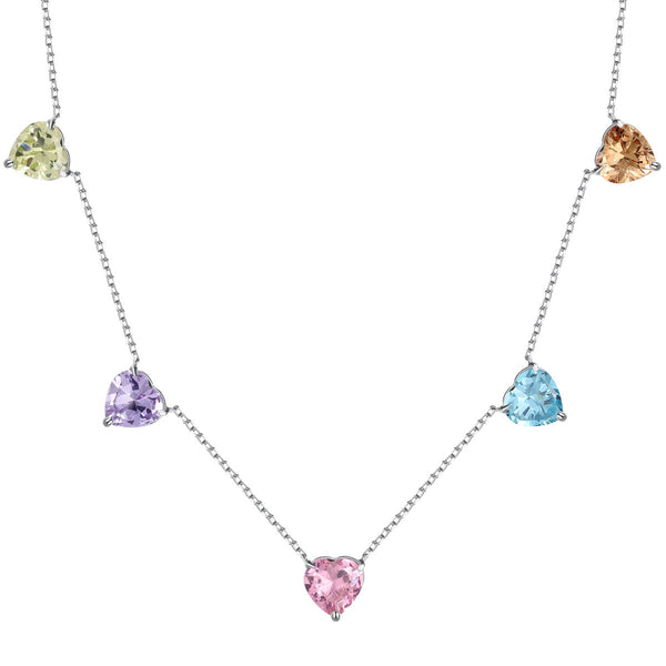 <CHIBA>Sparkling Colorful Heart Cut Necklace