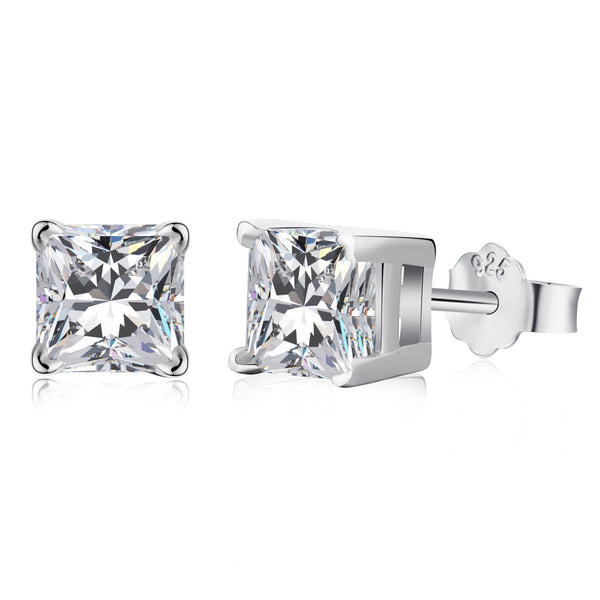 <CHIBA>1.0 Carat Radiant Princess Cut Wedding Earrings