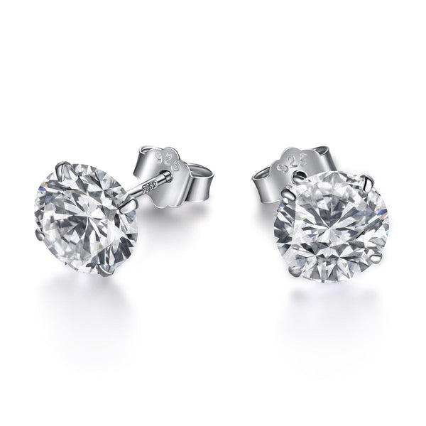 <CHIBA>Stylish Shiny Round Center Stone Stud Earrings
