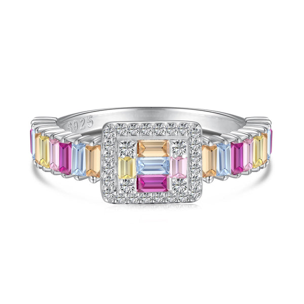 <CHIBA>Exquisite Colorful Radiant Cut Party Ring