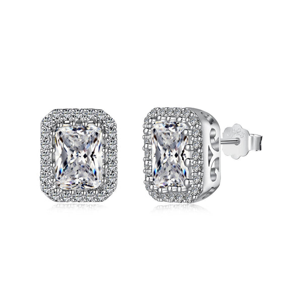 <CHIBA>1.0 Carat Luxurious Dainty Emerald Cut Daily Earrings