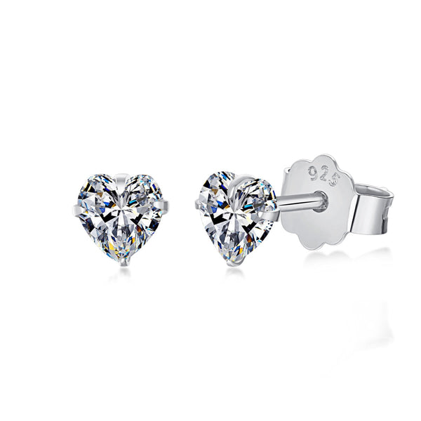 <CHIBA>Sparkling Heart Shaped Simple Earrings