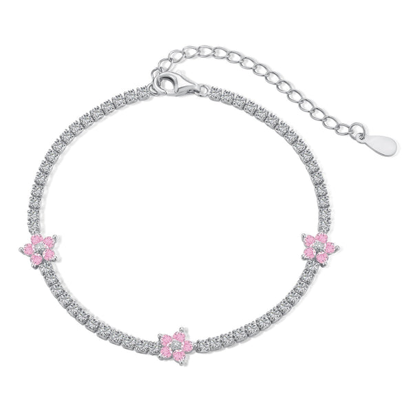 <CHIBA>Sparkling Flower Shape Tennis Bracelet