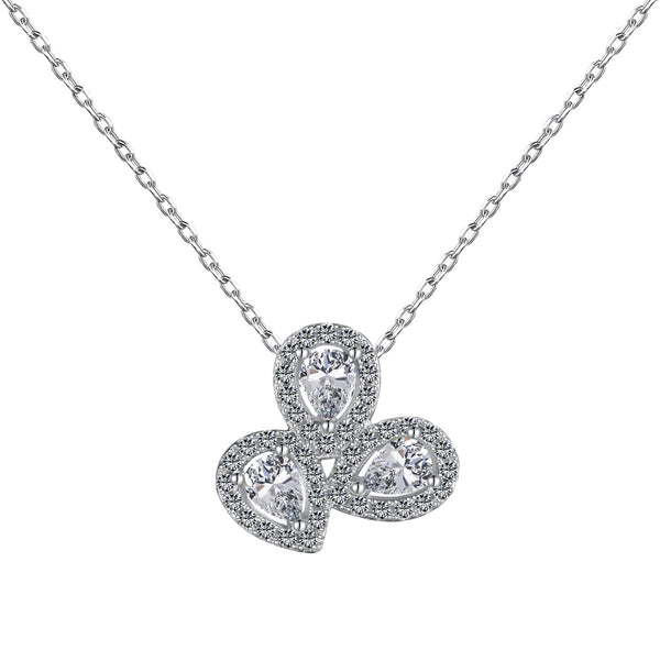 <CHIBA>Elegant Flower Shape Pear Cut Necklace