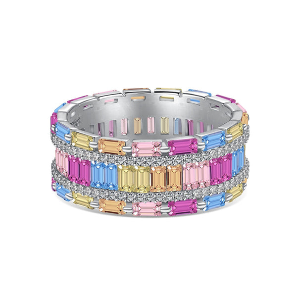 <CHIBA>Dazzling Colorful Radiant Cut Party Ring