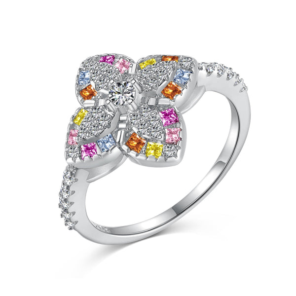 <CHIBA>Luxurious Colorful Flower Shape Banquet Ring