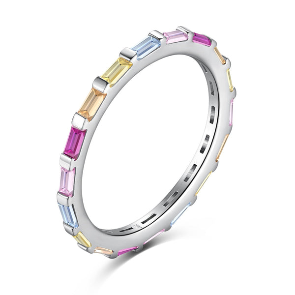 <CHIBA>Exquisite Multicolored Emerald Cut Daily Ring