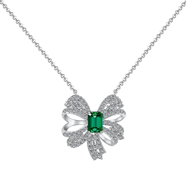<CHIBA>Luxurious Flower Shape Emerald Cut Necklace