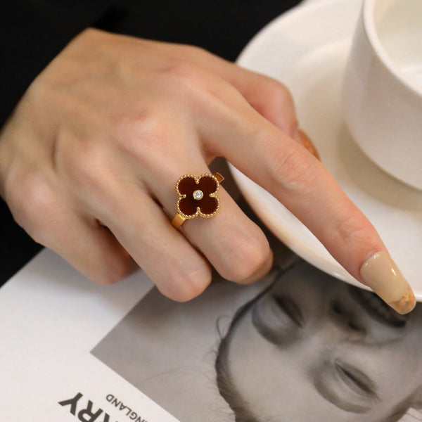 <CHIBA>CLOVER CARNELIAN RING ROSE GOLD DIAMOND