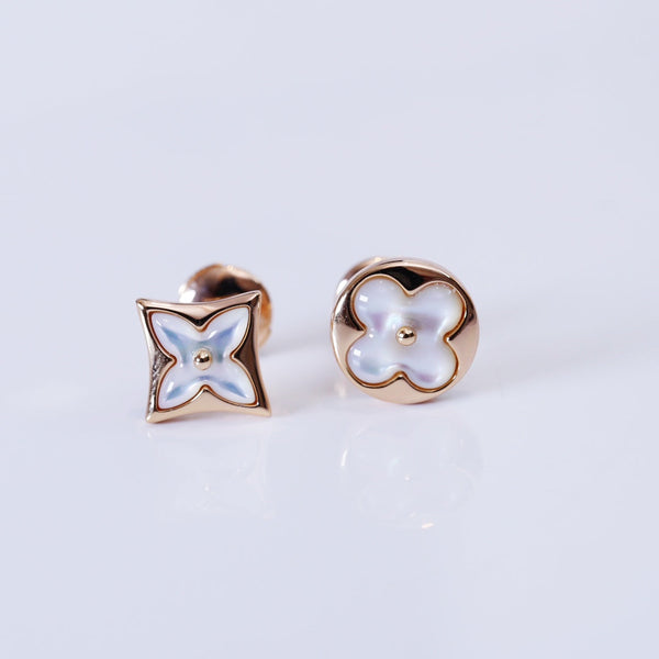<CHIBA>STAR AND SUN PINK GOLD MOP STUD EARRINGS