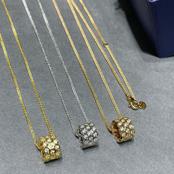 <CHIBA>BEE LOVE DIAMOND PAVED 3 ROW NECKLACE