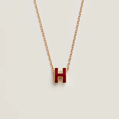 <CHIBA>HM CLIC RED ENAMEL GOLD NECKLACE
