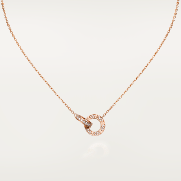 <CHIBA>LOVE 7.6MM NECKLACE ROSE GOLD AND SILVER  FULL DIAMOND