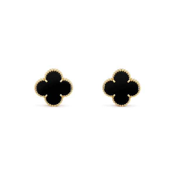 <CHIBA>CLOVER MEDIUM 1 MOTIFS  ONYX STUD EARRINGS