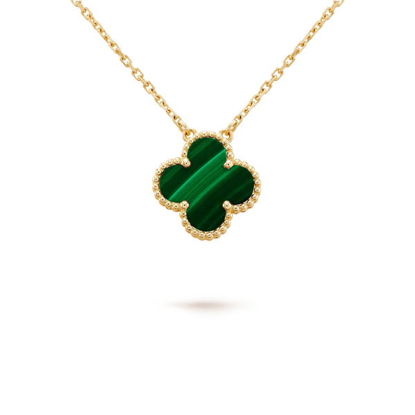 <CHIBA>CLOVER 15MM MALACHITE SINGLE FLOWER  NECKLACE