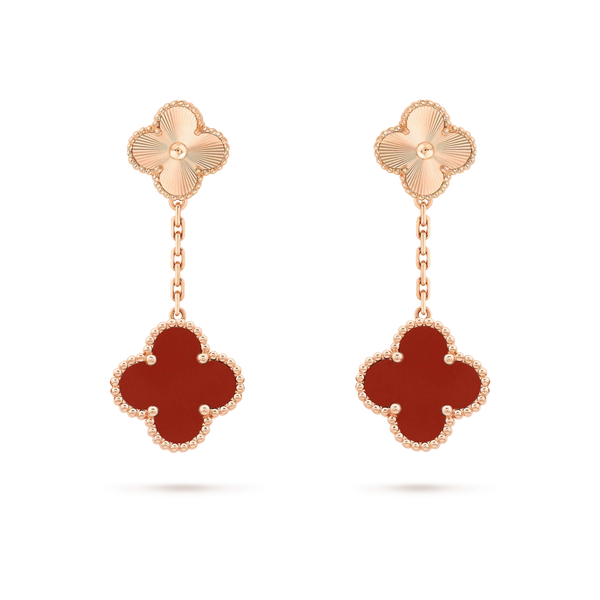 <CHIBA>CLOVER 2 MOTIF  LASER CARNELIAN EARRINGS