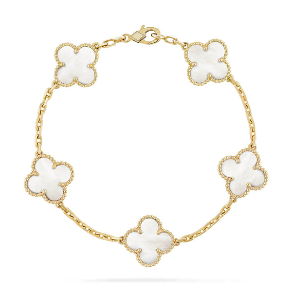 <CHIBA>CLOVER  5 MOTIF WHITE MOP BRACELET