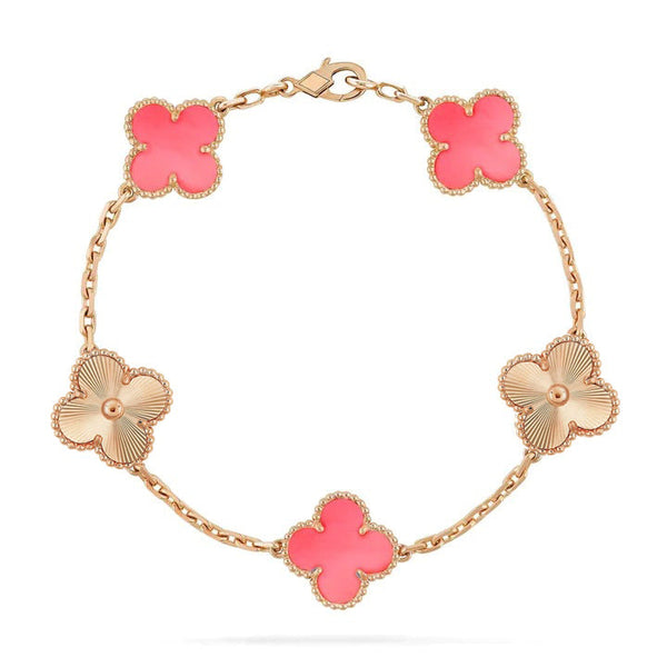<CHIBA>CLOVER BRACELET 5 MOTIF PINK AND ROSE GOLD