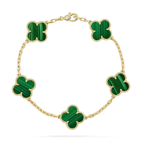 <CHIBA>CLOVER 5 MOTIFS MALACHITE BRACELET