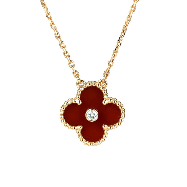 <CHIBA>CLOVER 15MM DIAMOND CARNELIAN NECKLACE