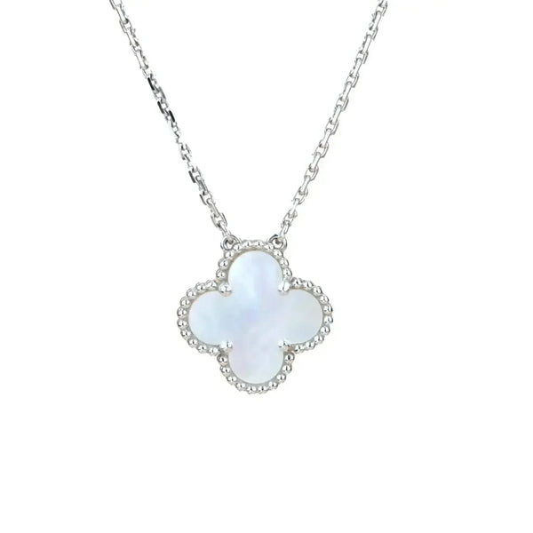 <CHIBA>CLOVER  15MM WHITE MOTHER-OF-PEARL SILVER