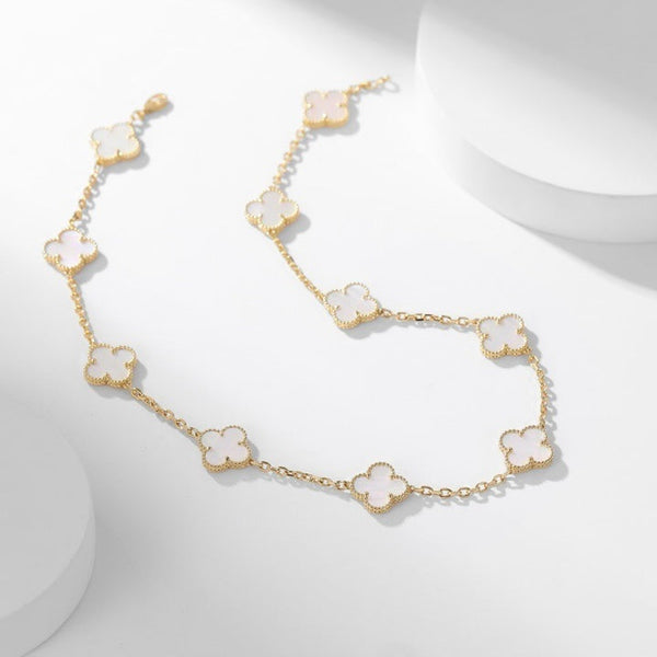 <CHIBA>CLOVER 10 MOTIFS WHITE MOTHER OF PEARL NECKLACE