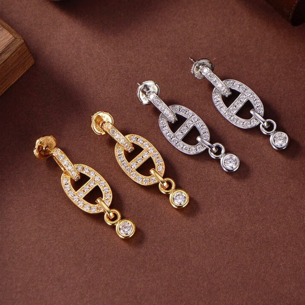 <CHIBA>HM CHAINE DIAMOND EARRINGS
