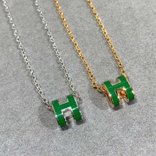 <CHIBA>POP H GREEN NECKLACE SILVER AND GOLD
