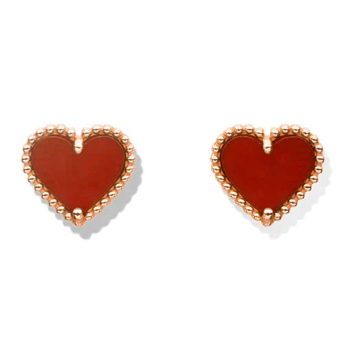 <CHIBA>HEART CARNELIAN STUD EARRINGS
