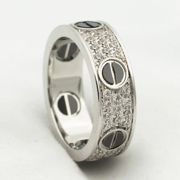 <CHIBA>LOVE RING 5.5MM DIAMONDS PAVED CERAMIC