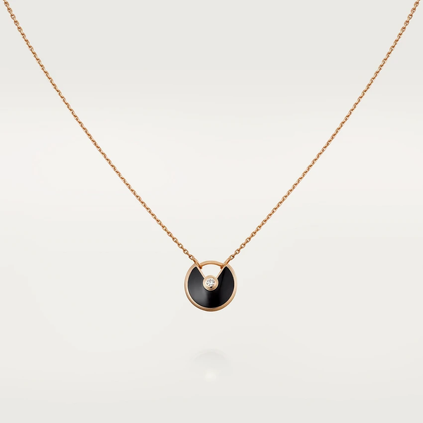 <CHIBA>AMULETTE ROSE GOLD ONYX NECKLACE