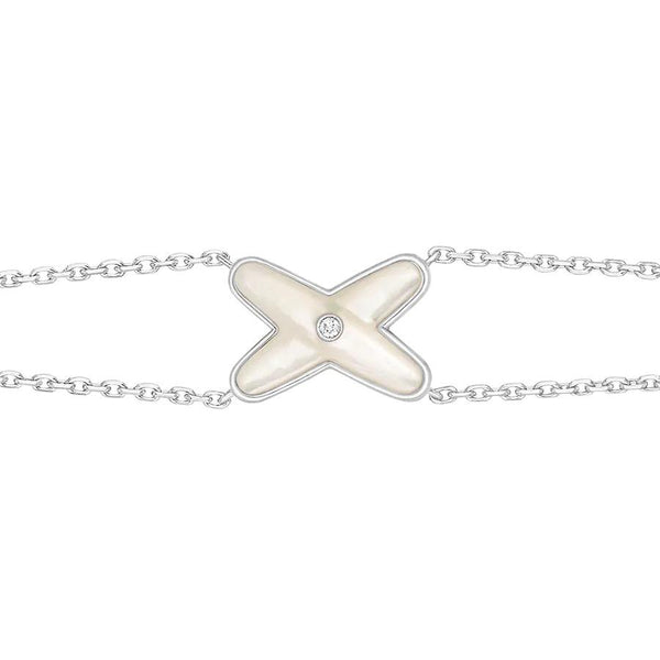 <CHIBA>JEUX BRACELET WHITE MOP SILVER 1 DIAMOND