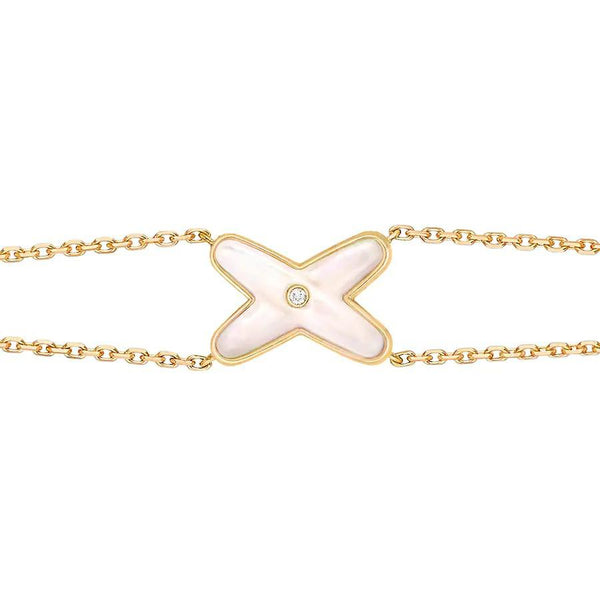 <CHIBA>JEUX BRACELET WHITE MOP GOLD 1 DIAMOND