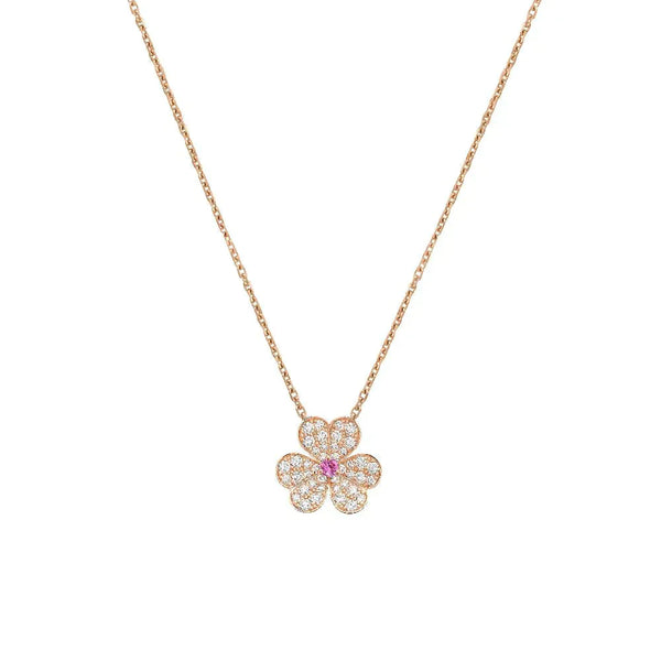 <CHIBA>FRIVOLE ROSE GOLD FLOWER DIAMOND NECKLACE