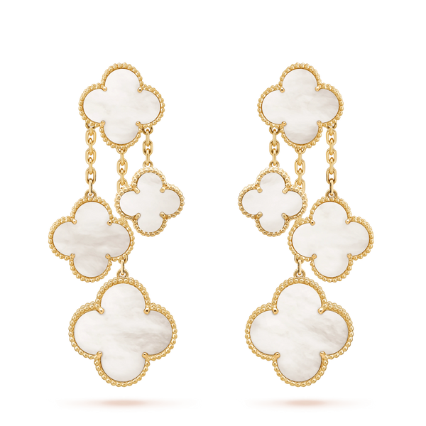 <CHIBA>CLOVER EARRINGS WHITE MOP 4 MOTIFS GOLD