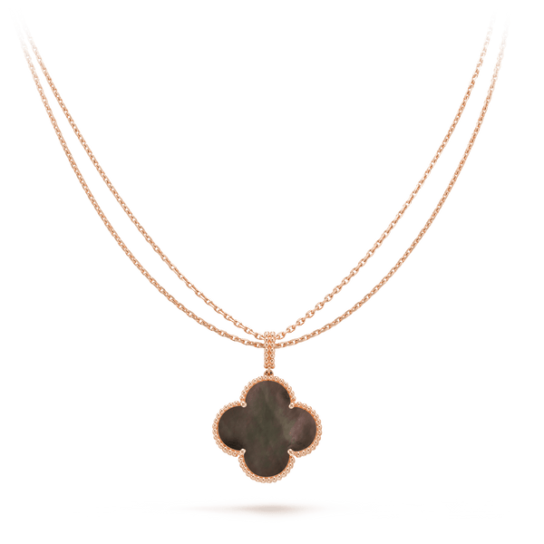 <CHIBA>CLOVER 25MM GOLD DARK MOP BIG CLOVER NECKLACE
