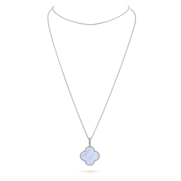 <CHIBA>CLOVER SILVER CHALCEDONY BIG CLOVER NECKLACE