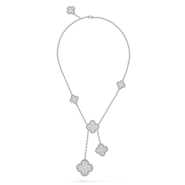 <CHIBA>CLOVER 5 MOTIFS SILVER DIAMONDS NECKLACE