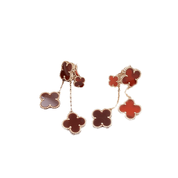 <CHIBA>CLOVER EARRINGS CARNELIAN 4 MOTIFS PINK GOLD