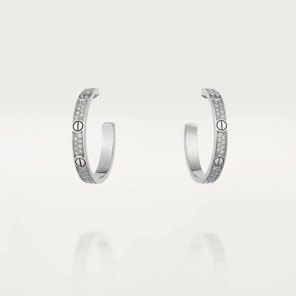 <CHIBA>LOVE DIAMOND SILVER HOOP EARRINGS