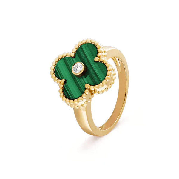 <CHIBA>CLOVER MALACHITE RING GOLD DIAMOND